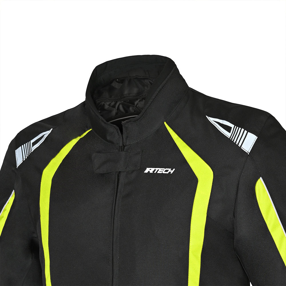 R-TECH Marshal Textile Motorbike Touring Jacket Black Yellow Flou