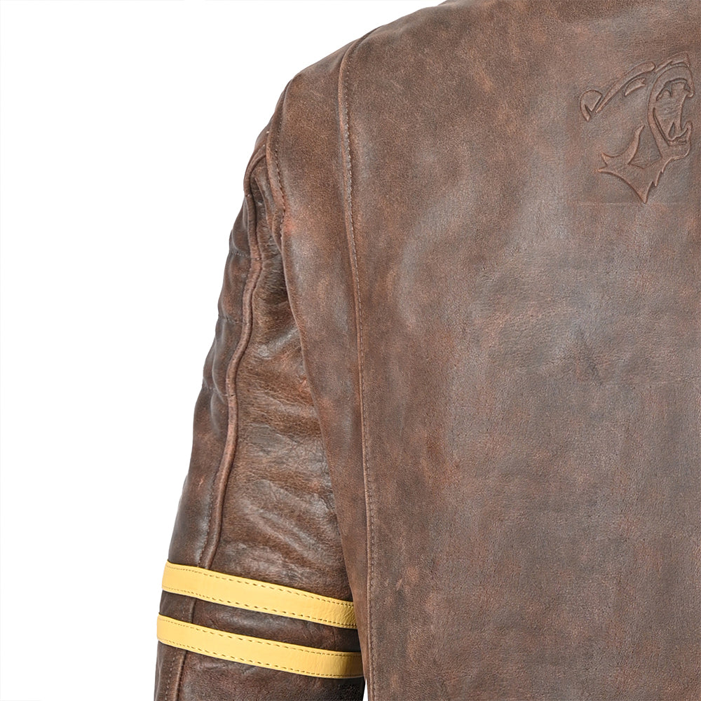BELA Royal Rider Leather Motorcycle Jacket Vintage Brown Beige