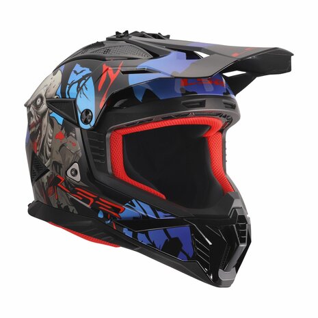 LS2 MX708 FAST II ZOMBIE II MOTOCROSS HELMET BLACK RED BLUE