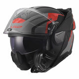 LS2 FF910 ADVANT II GLIDE MOTORCYCLE FLIP FRONT HELMET BLACK GREY RED