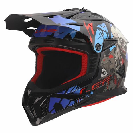 LS2 MX708 FAST II ZOMBIE II MOTOCROSS HELMET BLACK RED BLUE