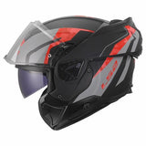 LS2 FF910 ADVANT II GLIDE MOTORCYCLE FLIP FRONT HELMET BLACK GREY RED