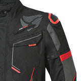 R-Tech Knight Rider Long - Motorcycle Touring Jacket - Black Dark Grey Red 