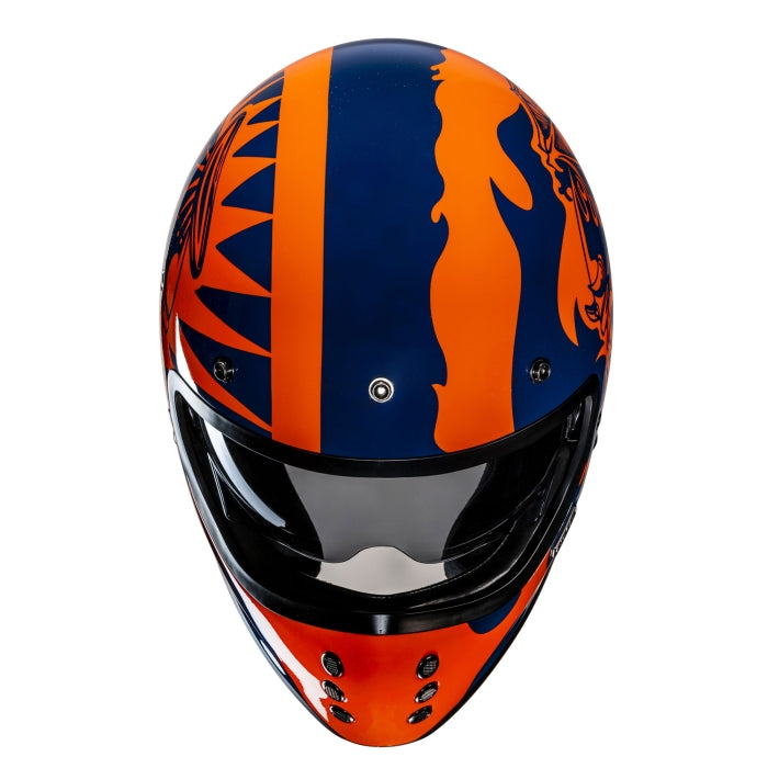 HJC V60 Full Face Motorcycle Helmet – Flame Design Blue/Orange