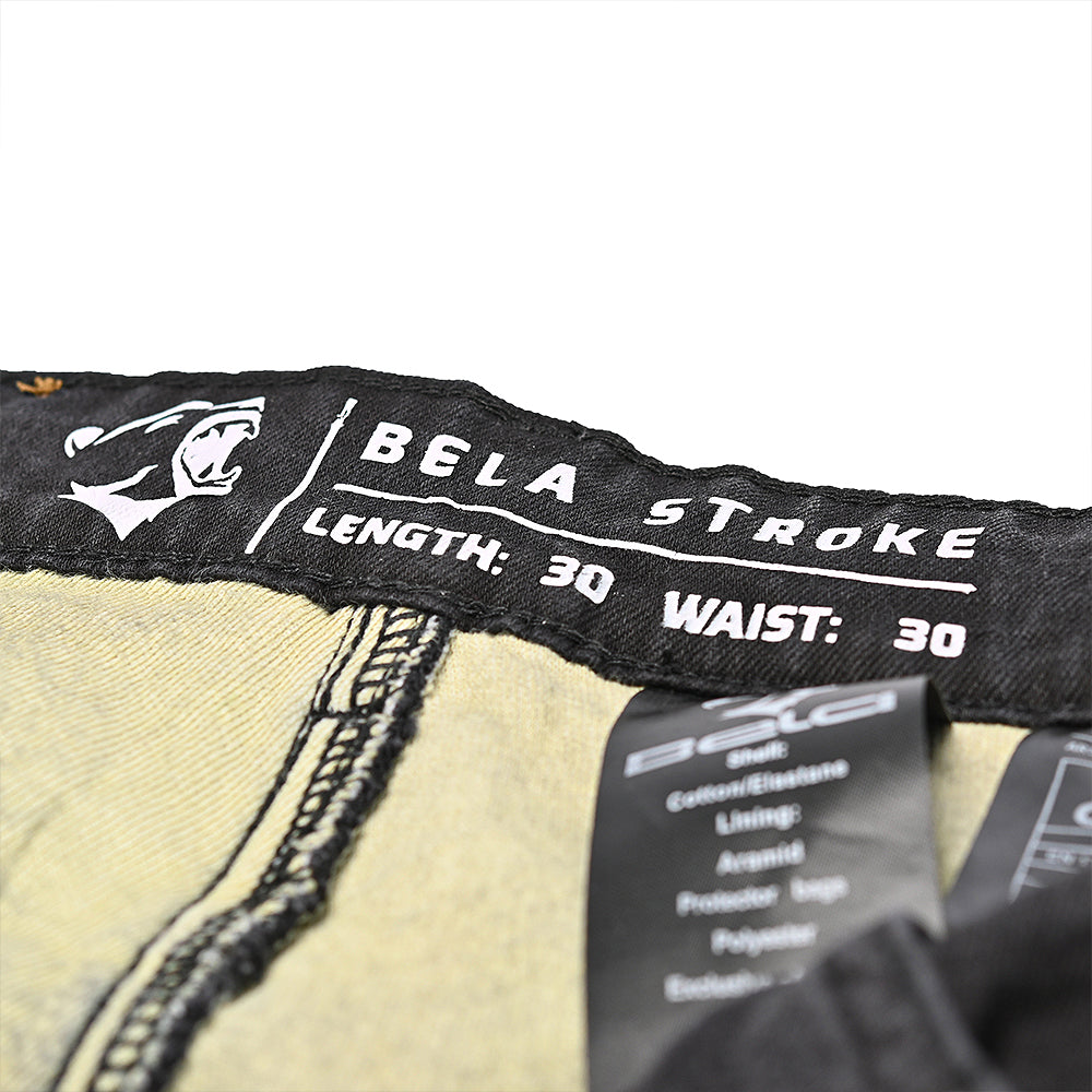 Bela Stroke 32L Inseam Motorcycle Demin Jeans Black