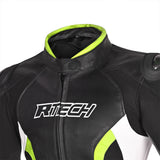 R-TECH Tom Rider Motorcycle Lady Leather Jacket Black/Flour Yellow