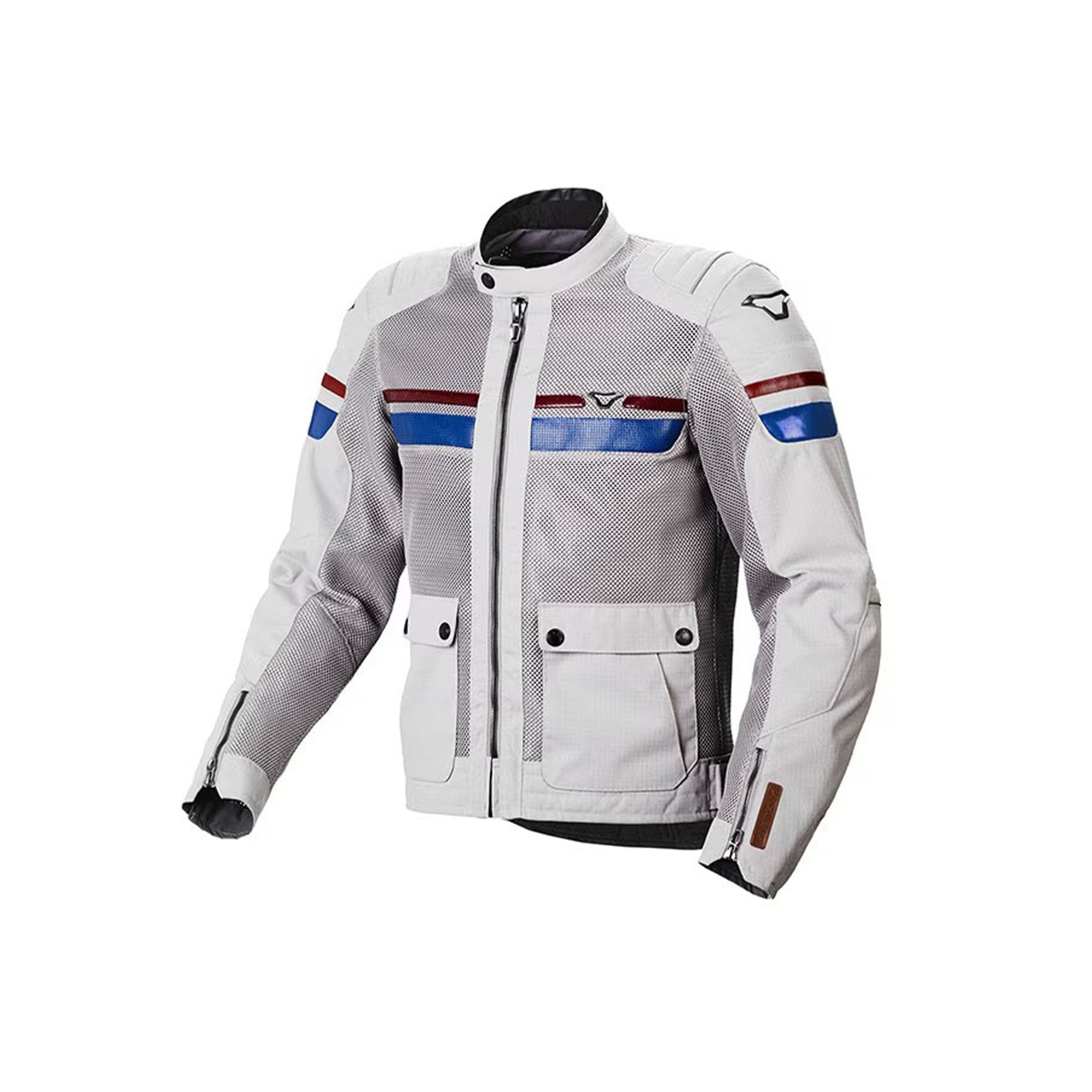 Macna Fluent NightEye Textile Jacket Man Light grey/blue/red - SECURTEX MOTOR SL (t/a MaximoMoto)