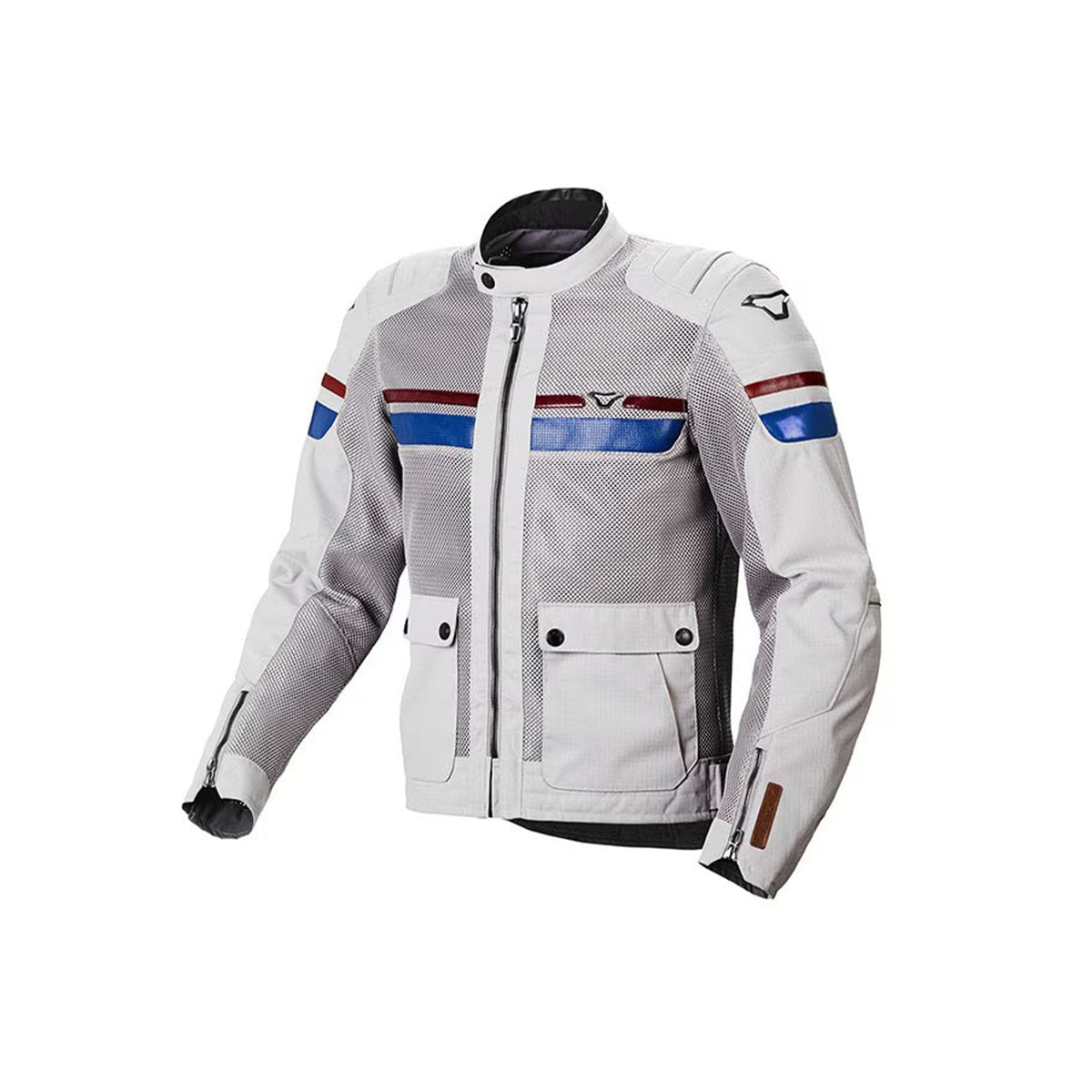 Macna Fluent NightEye Textile Jacket Man Light grey/blue/red - SECURTEX MOTOR SL (t/a MaximoMoto)