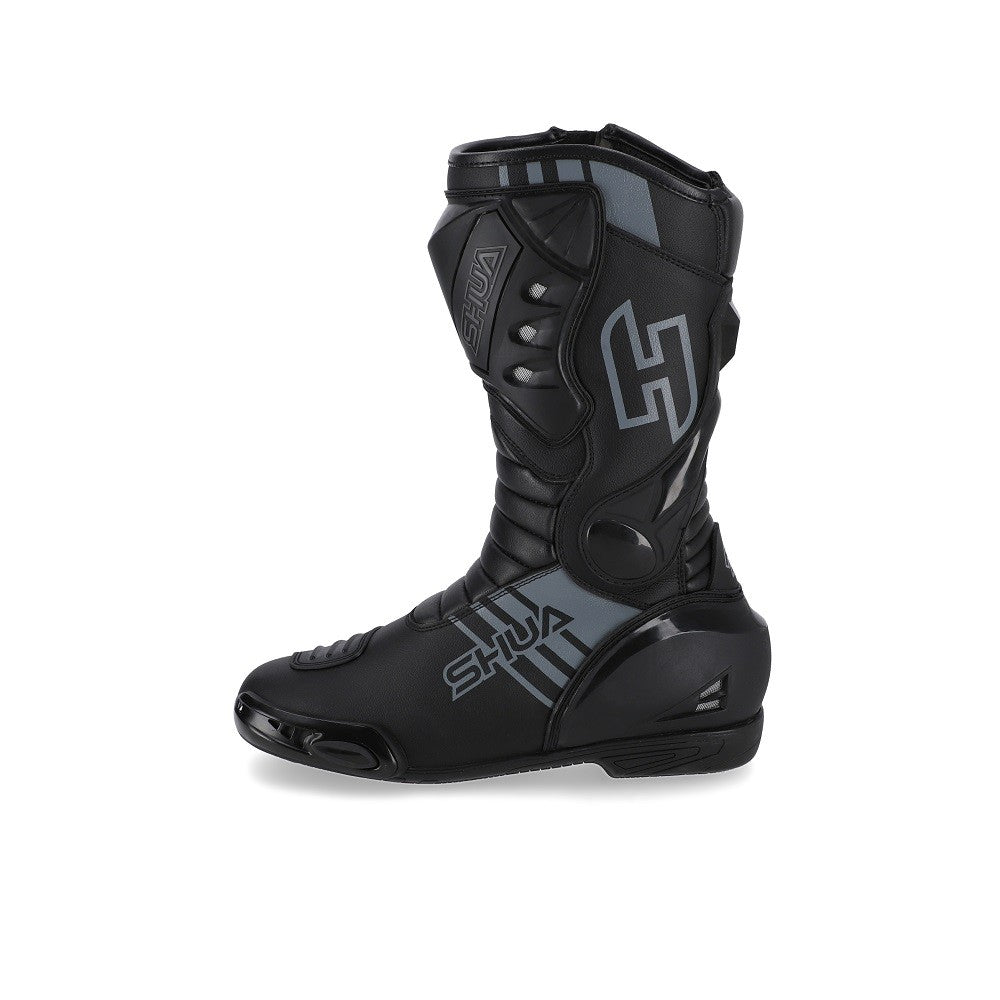 SHUA - SUPER TECH LEATHER BOOTS BLACK/GREY - SECURTEX MOTOR SL (t/a MaximoMoto)