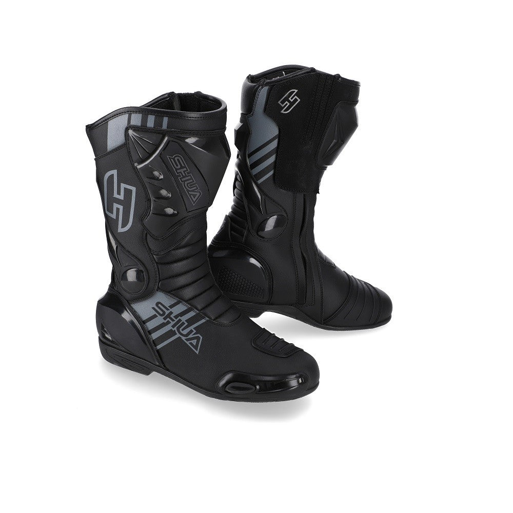 SHUA - SUPER TECH LEATHER BOOTS BLACK/GREY - SECURTEX MOTOR SL (t/a MaximoMoto)