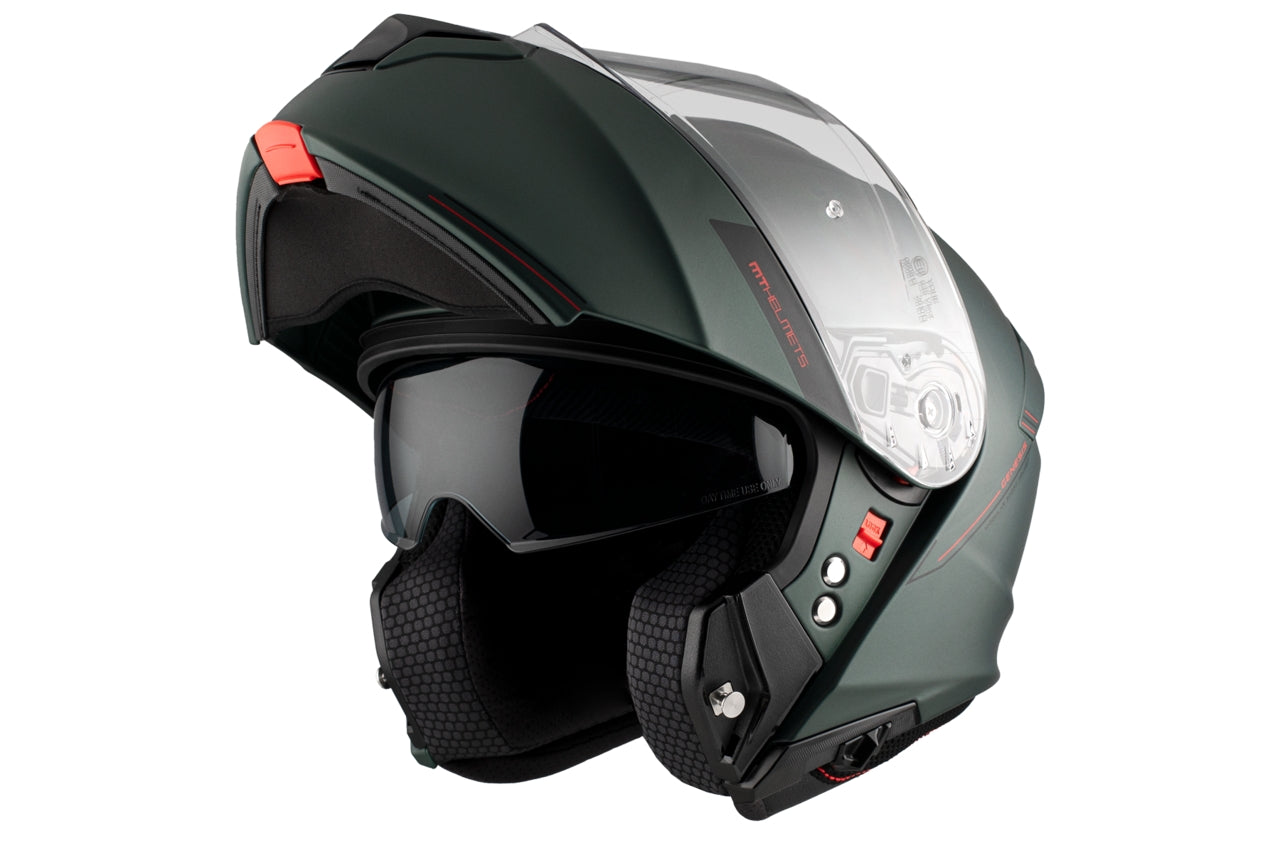 MT GENESIS SV SOLID A6 MOTORCYCLE MODULAR HELMET MATT GREEN