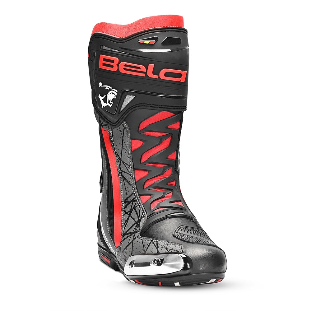 BELA AIR RIDER GP-1 MOTORCYCLE RACING BOOT BLACK GREY RED
