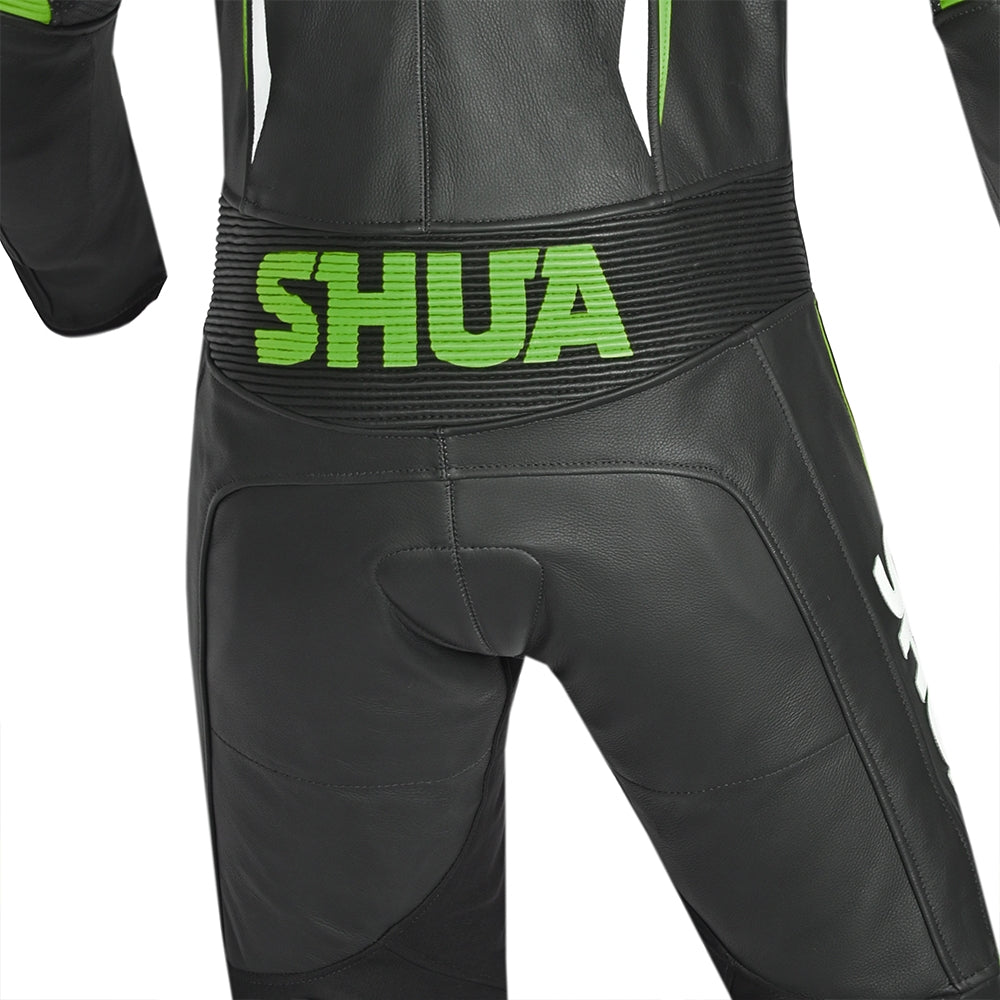 SHUA Infinity 1 PC Motorcycle Racing Leather Suit Black Green