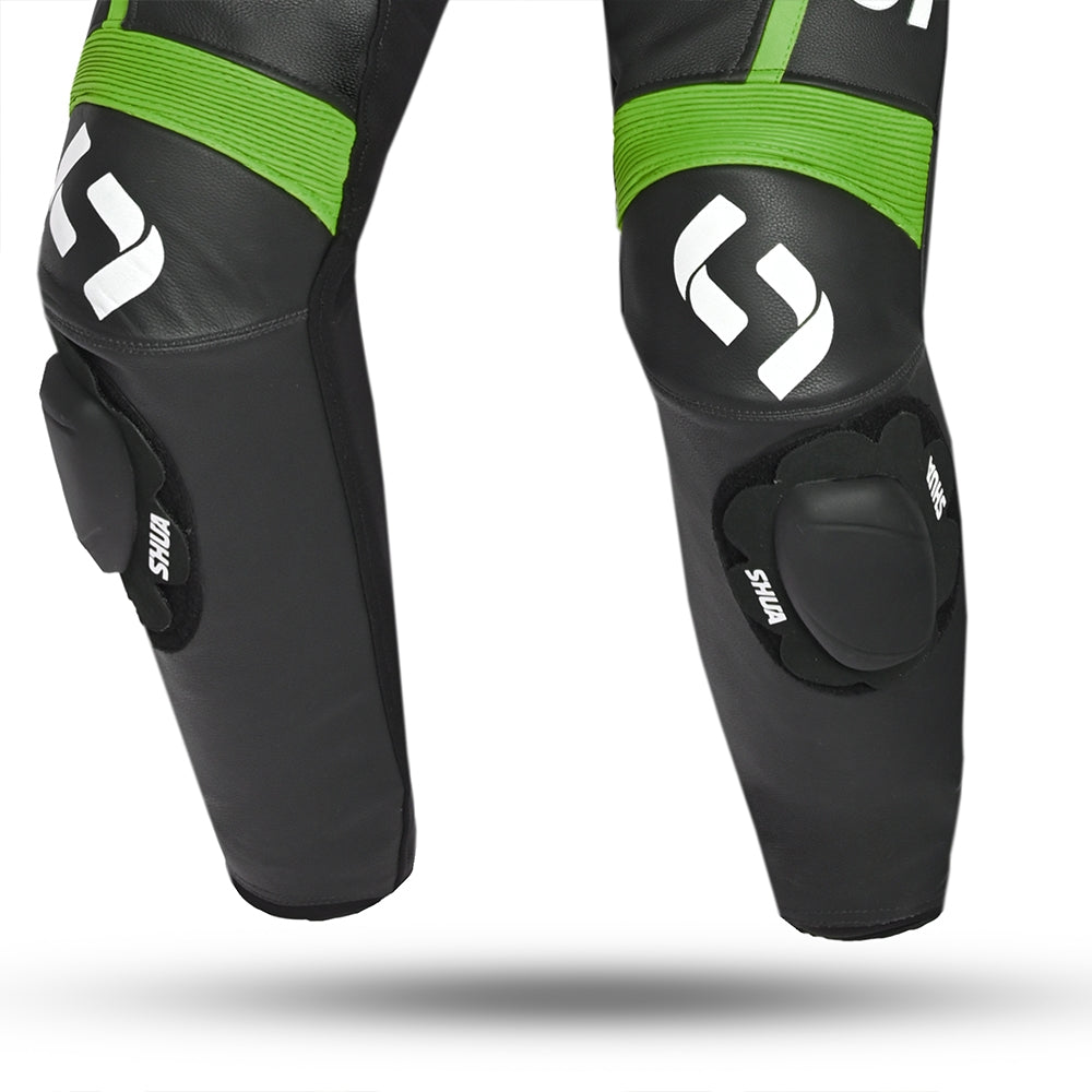 SHUA Infinity 1 PC Motorcycle Racing Leather Suit Black Green