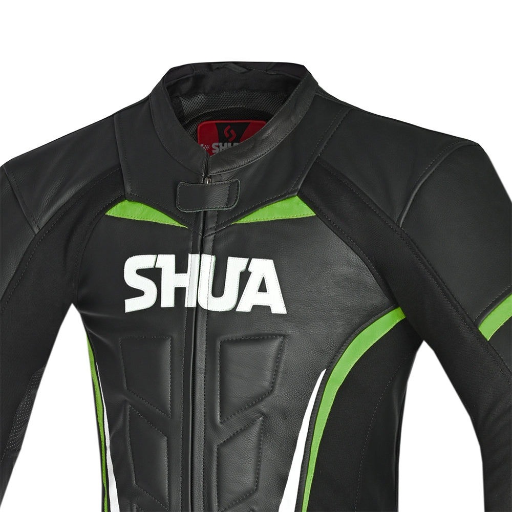 SHUA Infinity 1 PC Motorcycle Racing Leather Suit Black Green