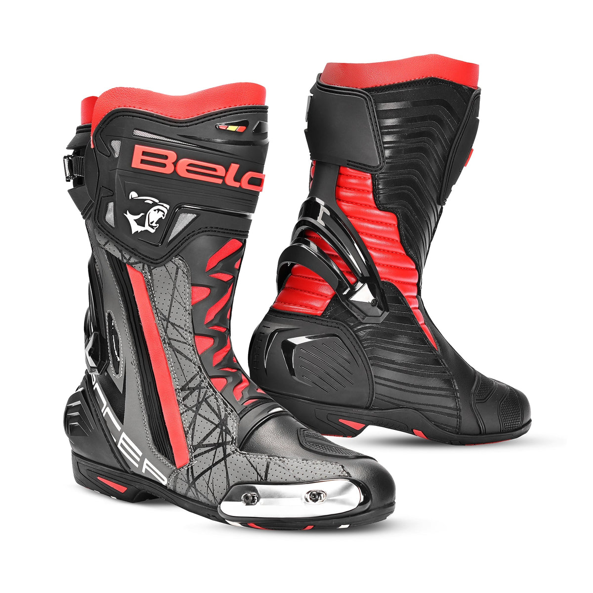 BELA AIR RIDER GP-1 MOTORCYCLE RACING BOOT BLACK GREY RED