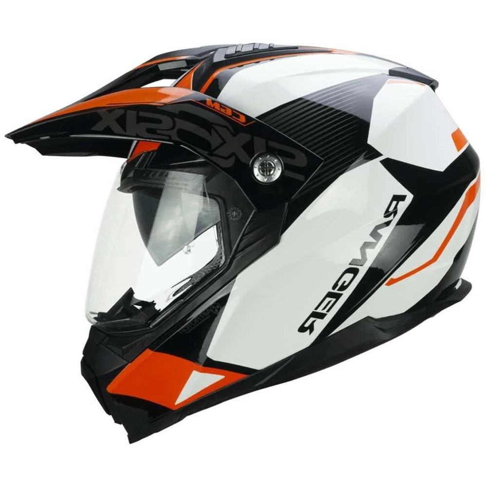 CGM 666G TWIN RANGER Motorcycle Adventure Helmet White Orange