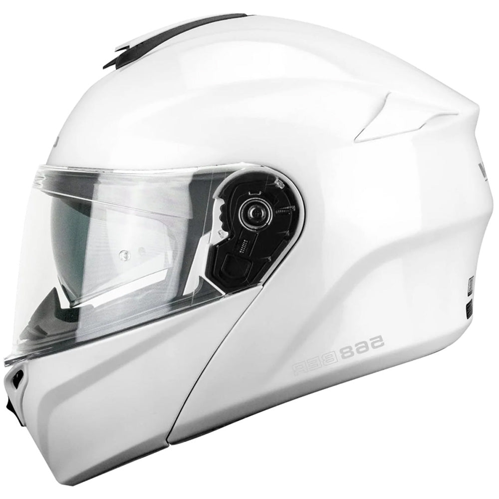 CGM 568S BER CITY White Mono Flip-Up Modular Motorcycle Helmet