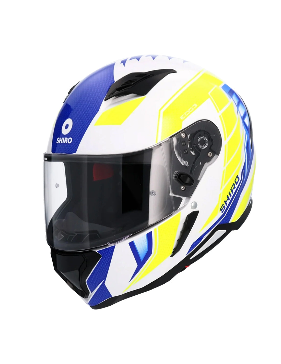 SHIRO HUNTER SH-890 EDGE HELMET BLUE_FLUORESCENT YELLOW - SECURTEX MOTOR SL (t/a MaximoMoto)