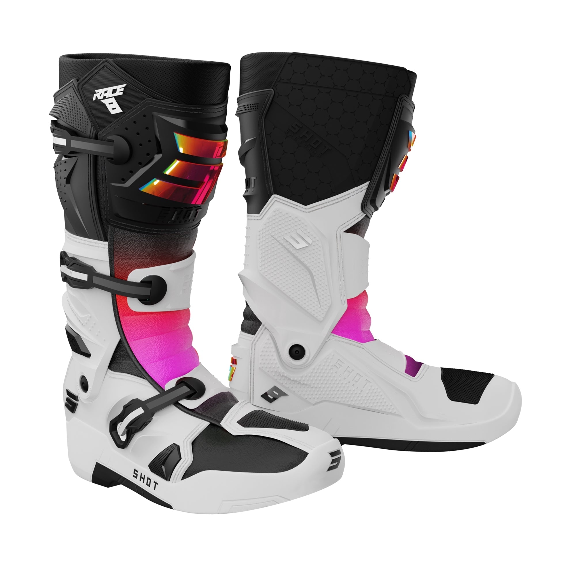  SHOT RACE 8 MOTOCROSS BOOTS WHITE/PINK - SECURTEX MOTOR SL (t/a MaximoMoto)