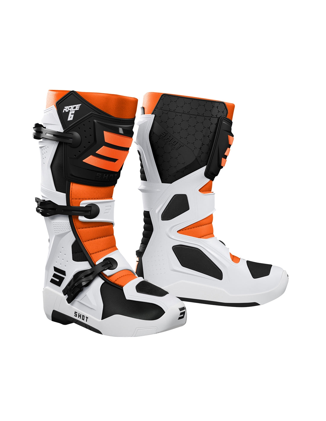  SHOT RACE 6 MOTOCROSS BOOTS BLACK_WHITE_ORANGE - SECURTEX MOTOR SL (t/a MaximoMoto)