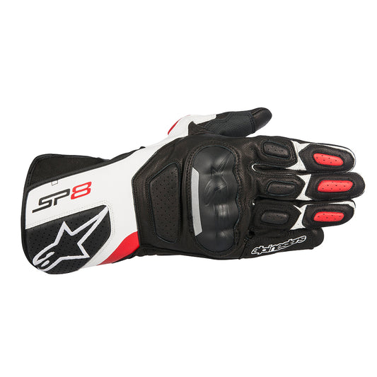 Alpinestars SP-8 v2 Motorcycle Gloves Black White & Red - back pic