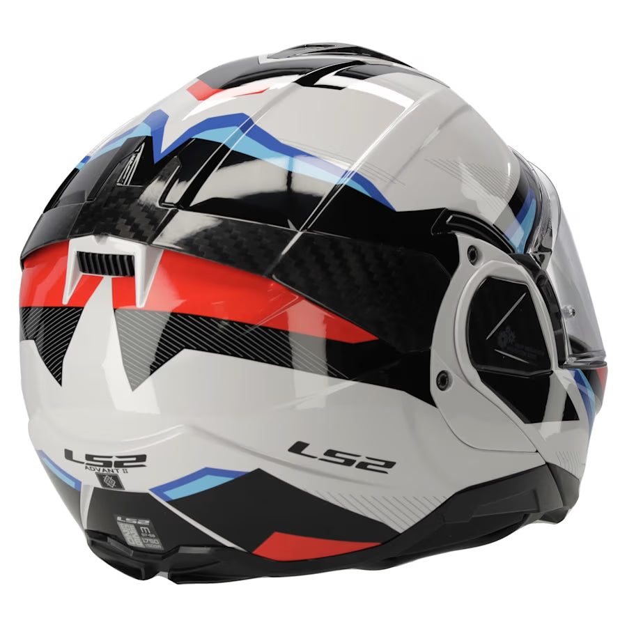 LS2 FF910 ADVANT II MOTORCYCLE FLIP FRONT HELMET WHITE BLUE RED