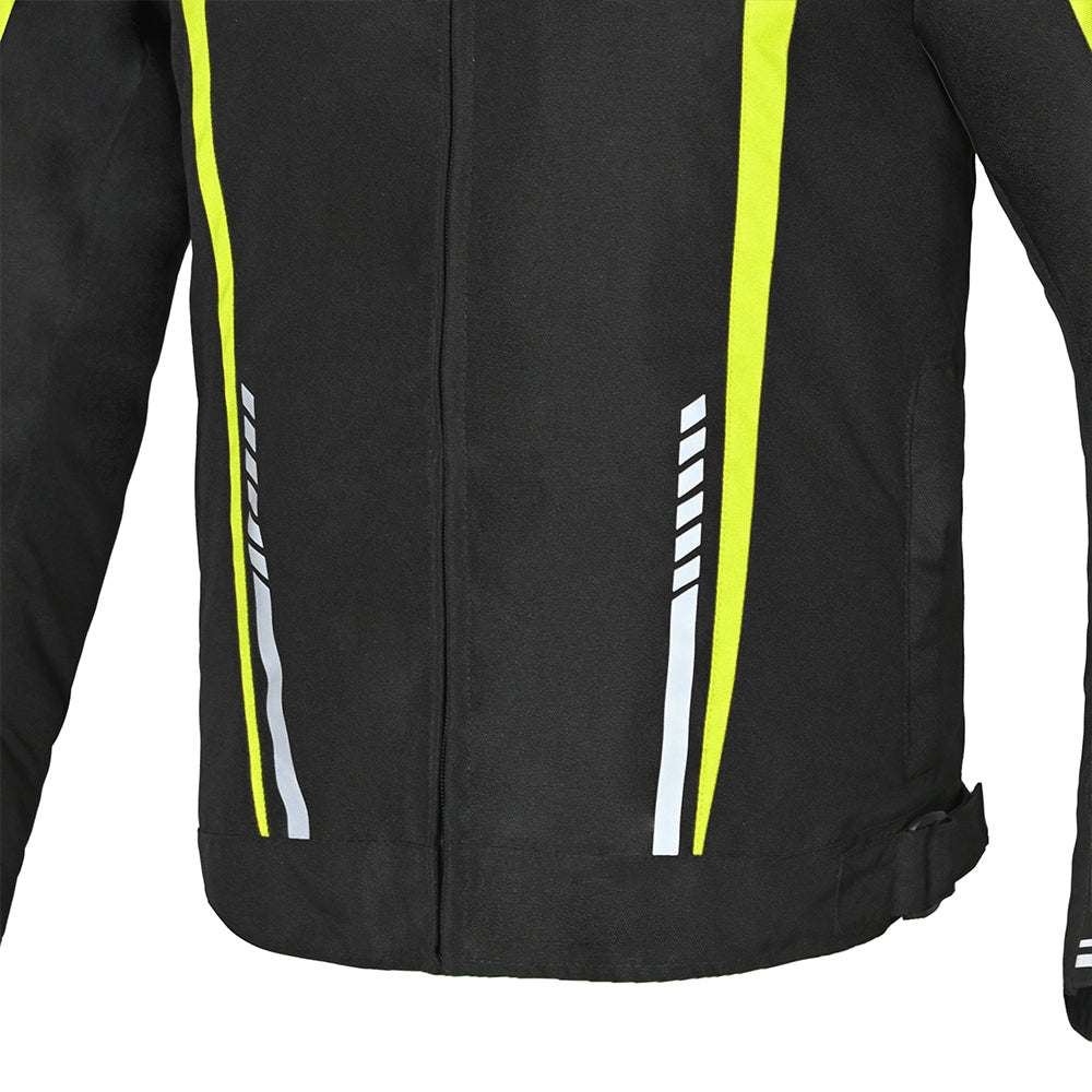 R-TECH Marshal Textile Motorbike Touring Jacket Black Yellow Flou