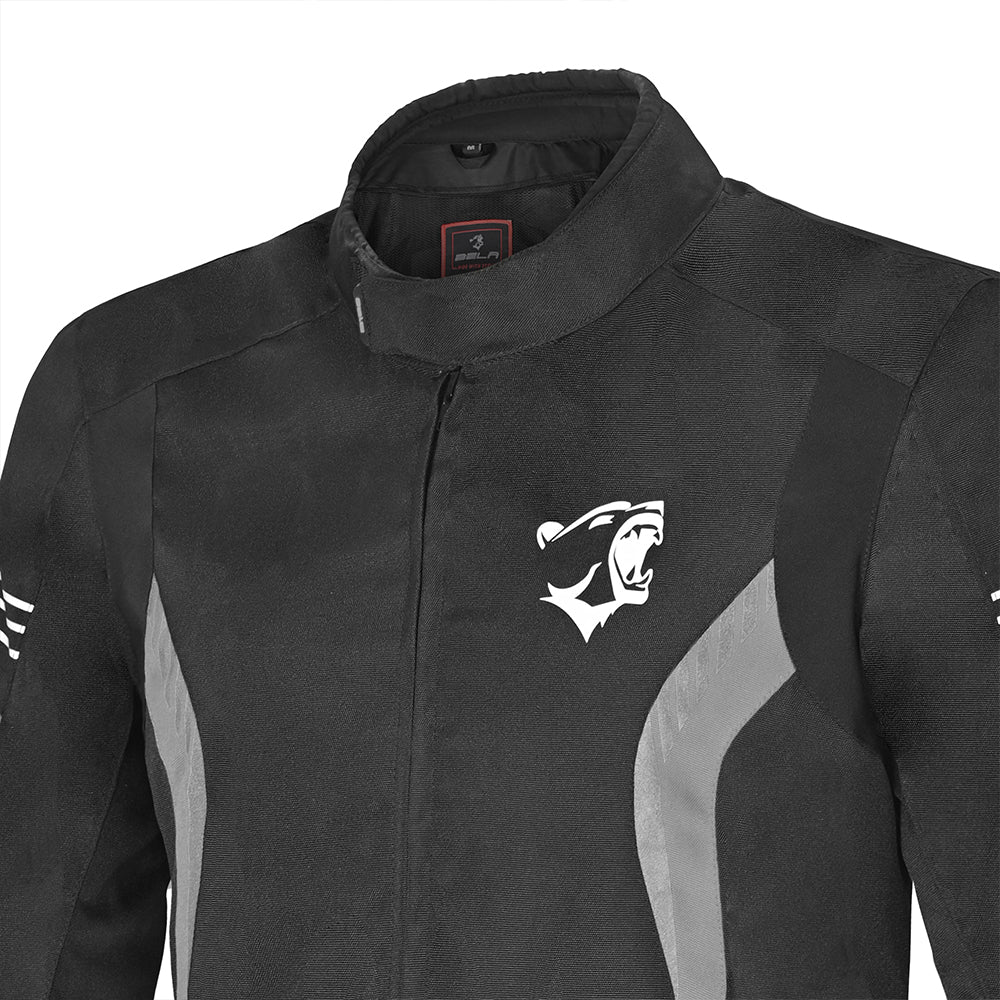 BELA Bradley Textile Motorcycle Touring Jacket UK Black Grey