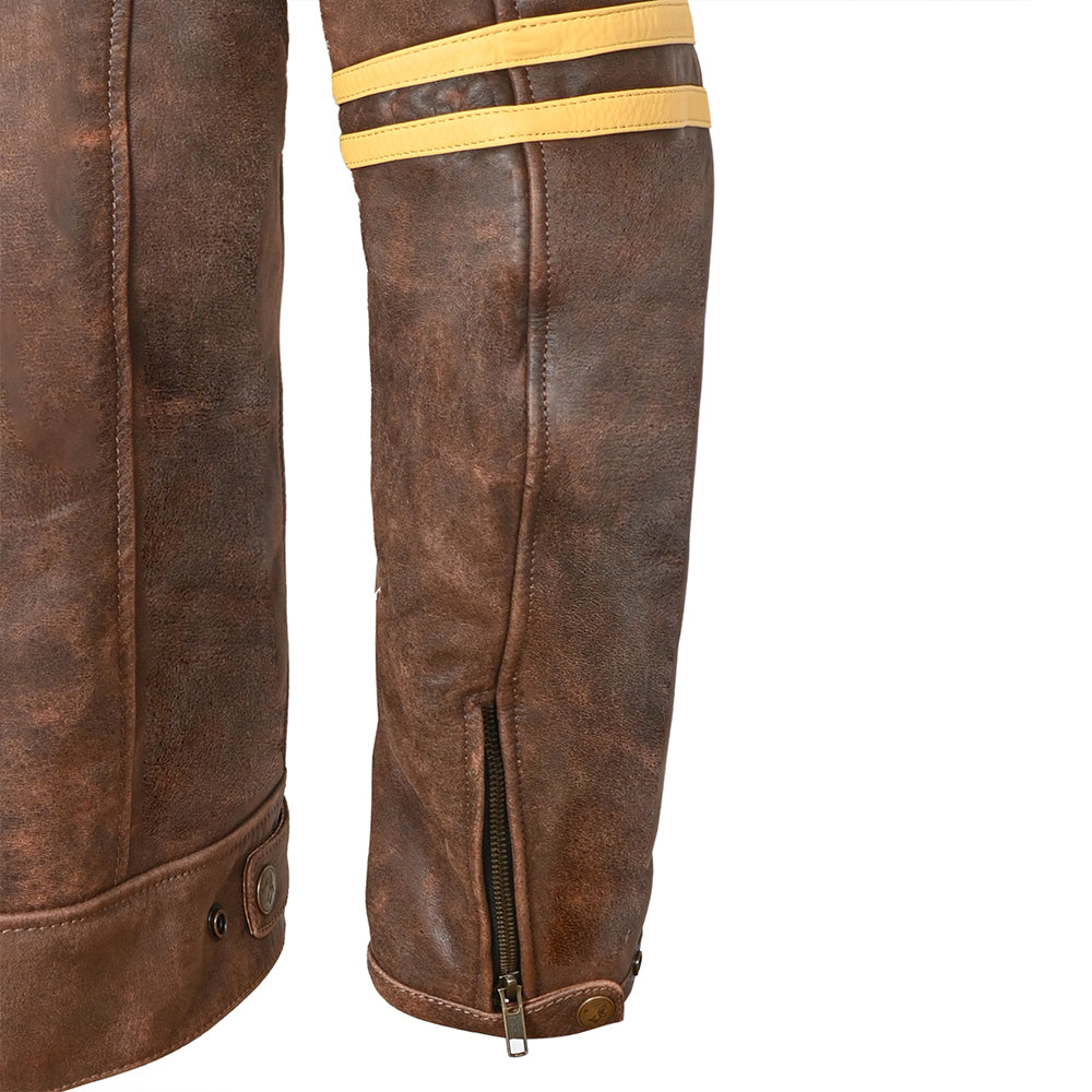 BELA Royal Rider Leather Motorcycle Jacket Vintage Brown Beige