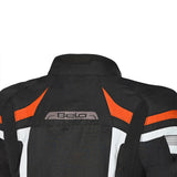 Bela Highland Man Textile Motorcycle Jacket Black Orange shoulders