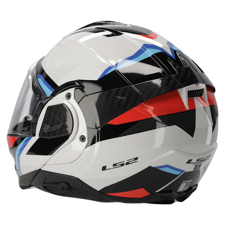 LS2 FF910 ADVANT II MOTORCYCLE FLIP FRONT HELMET WHITE BLUE RED