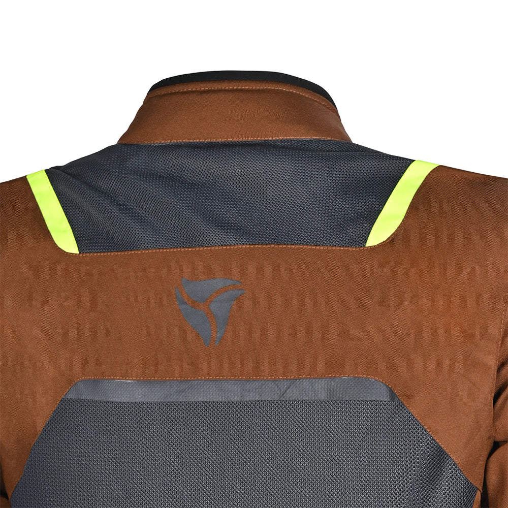 R-TECH SPIRAL MESH Motorcycle Jacket Brown Grey Fluo Yellow