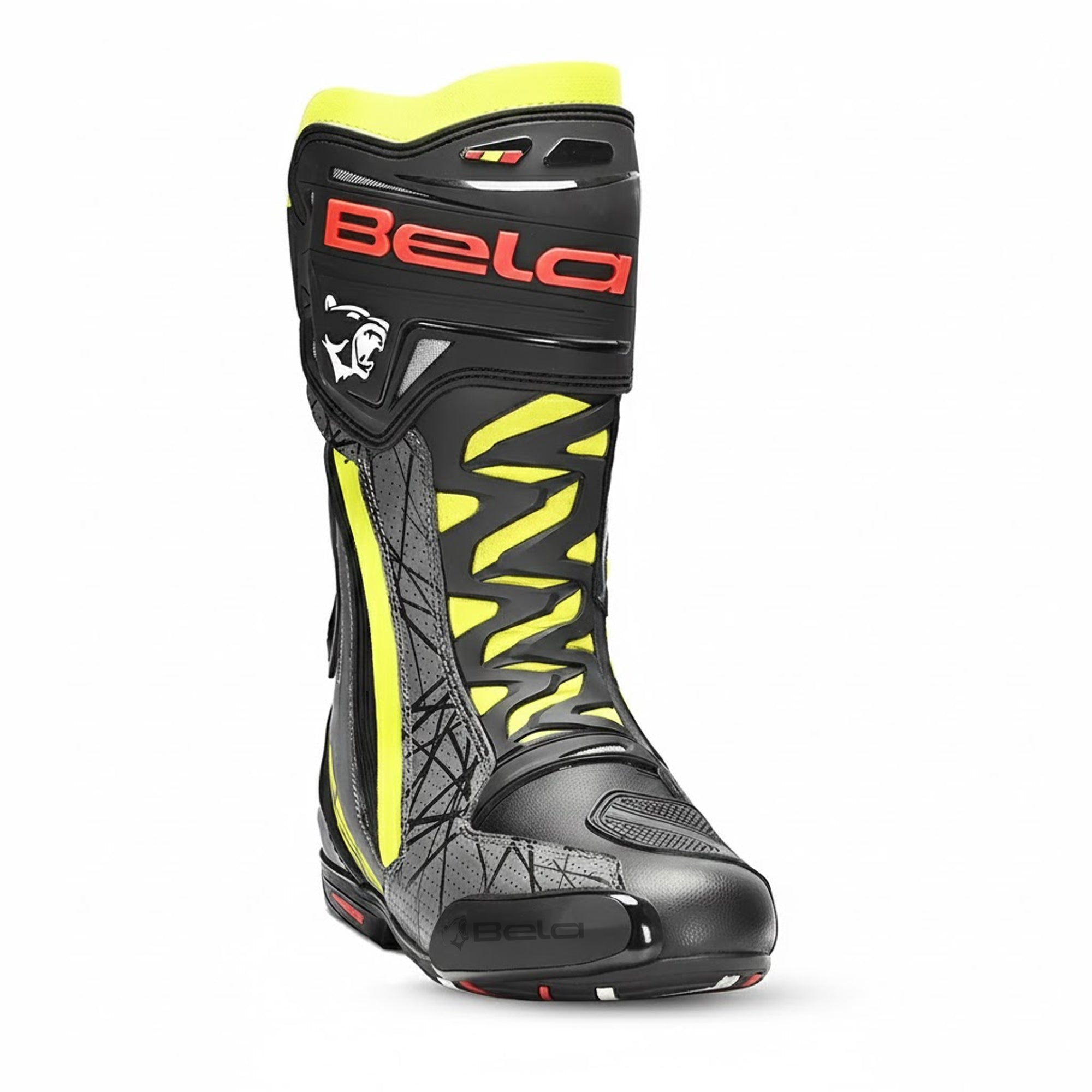 BELA AIR RIDER GP-1 MOTORCYCLE RACING BOOTS BLACK FLUO YELLOW