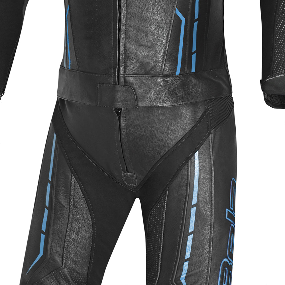 BELA Rocket Man Mix Kangroo 2 PC Motorcycle Racing Suit Black Blue