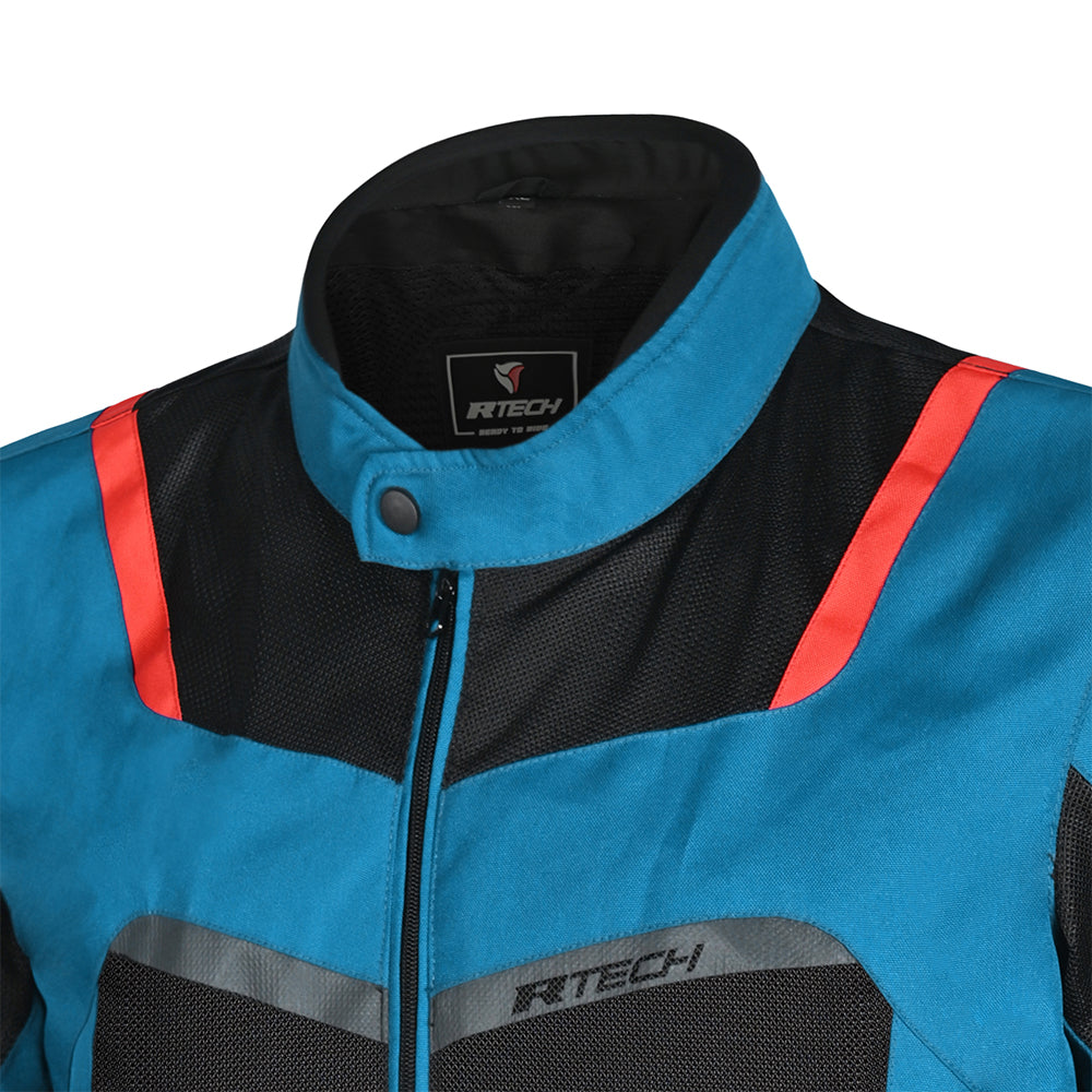 R-TECH SPIRAL MESH Motorcycle Textile Jacket Light Blue Black Red