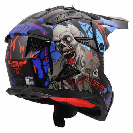 LS2 MX708 FAST II ZOMBIE II MOTOCROSS HELMET BLACK RED BLUE