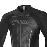 SHUA Infinity 2 PC Motorcycle Racing Leather Suit Black Dark Grey 