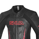 SHUA Infinity 2.0 - 1 PC Motorcycle Racing Leather Suit - Black Red 