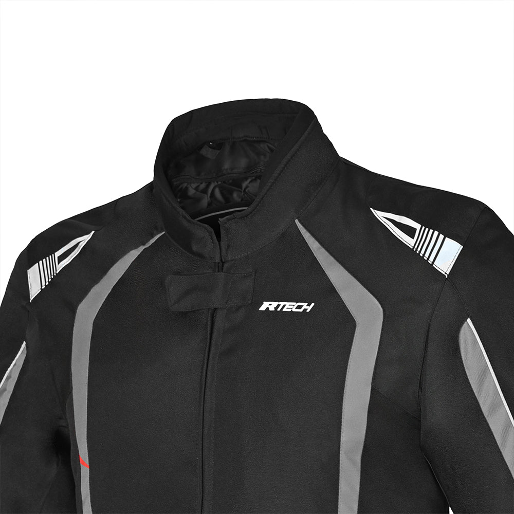 R Tech Marshal Textile Motorcycle Jacket Black Grey - MaximomotoUK