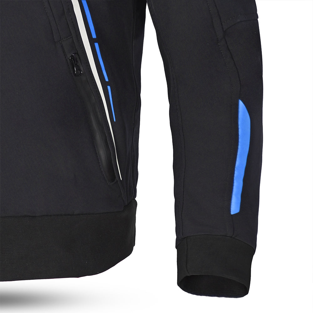 BELA Breeze Softshell Motorcycle Touring Hoodie Black Blue
