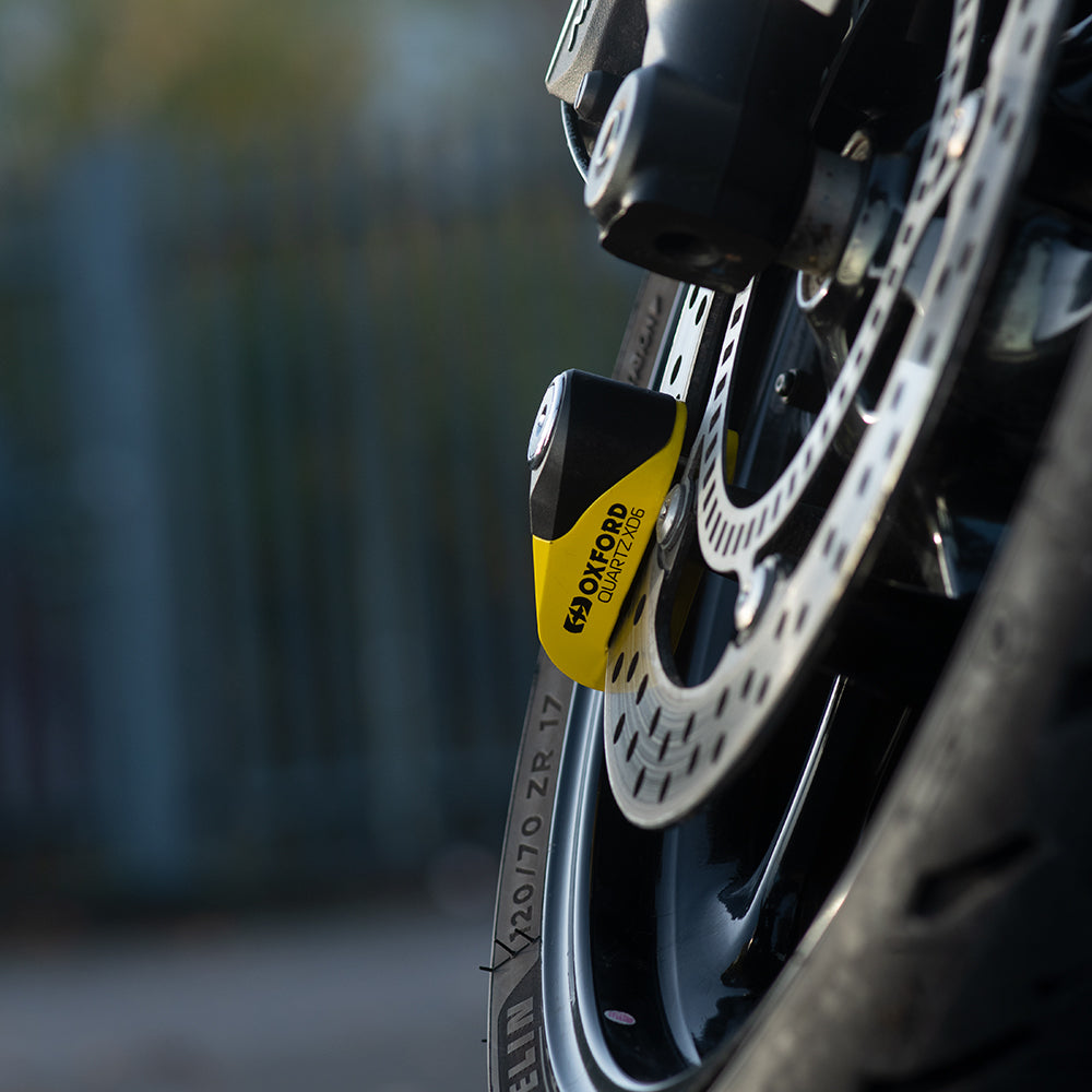 Oxford Quartz XD6 Disc Lock Yellow Black Motorcycle Security - MaximomotoUK