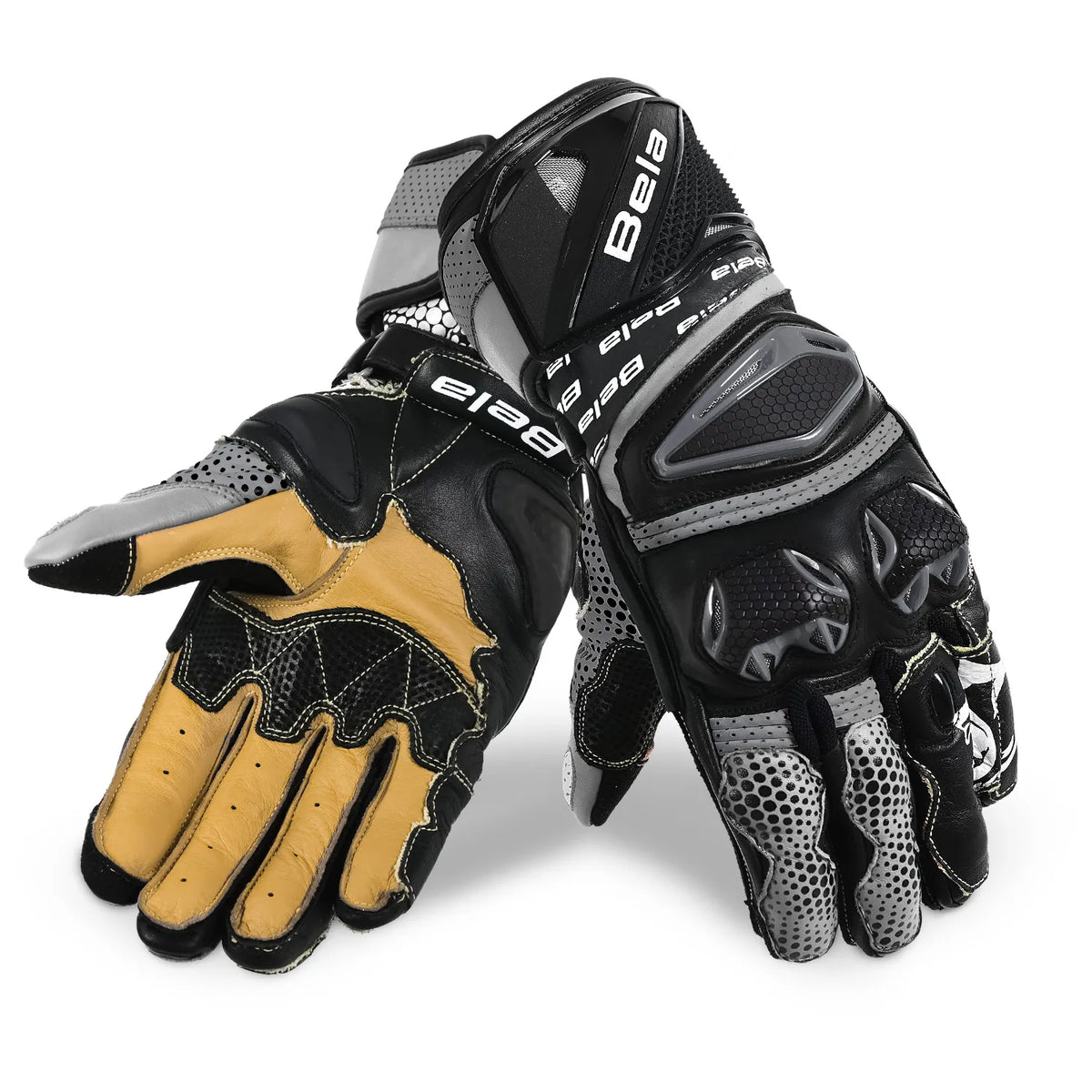 BELA EXTREME MOTORCYCLE LEATHER GLOVES BLACK GREY ANTHRACITE