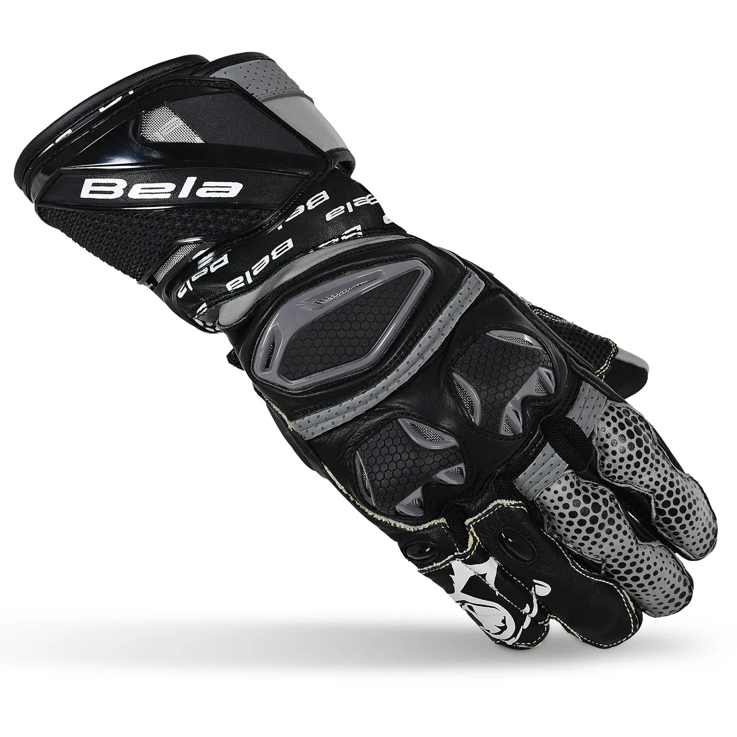 BELA EXTREME MOTORCYCLE LEATHER GLOVES BLACK GREY ANTHRACITE