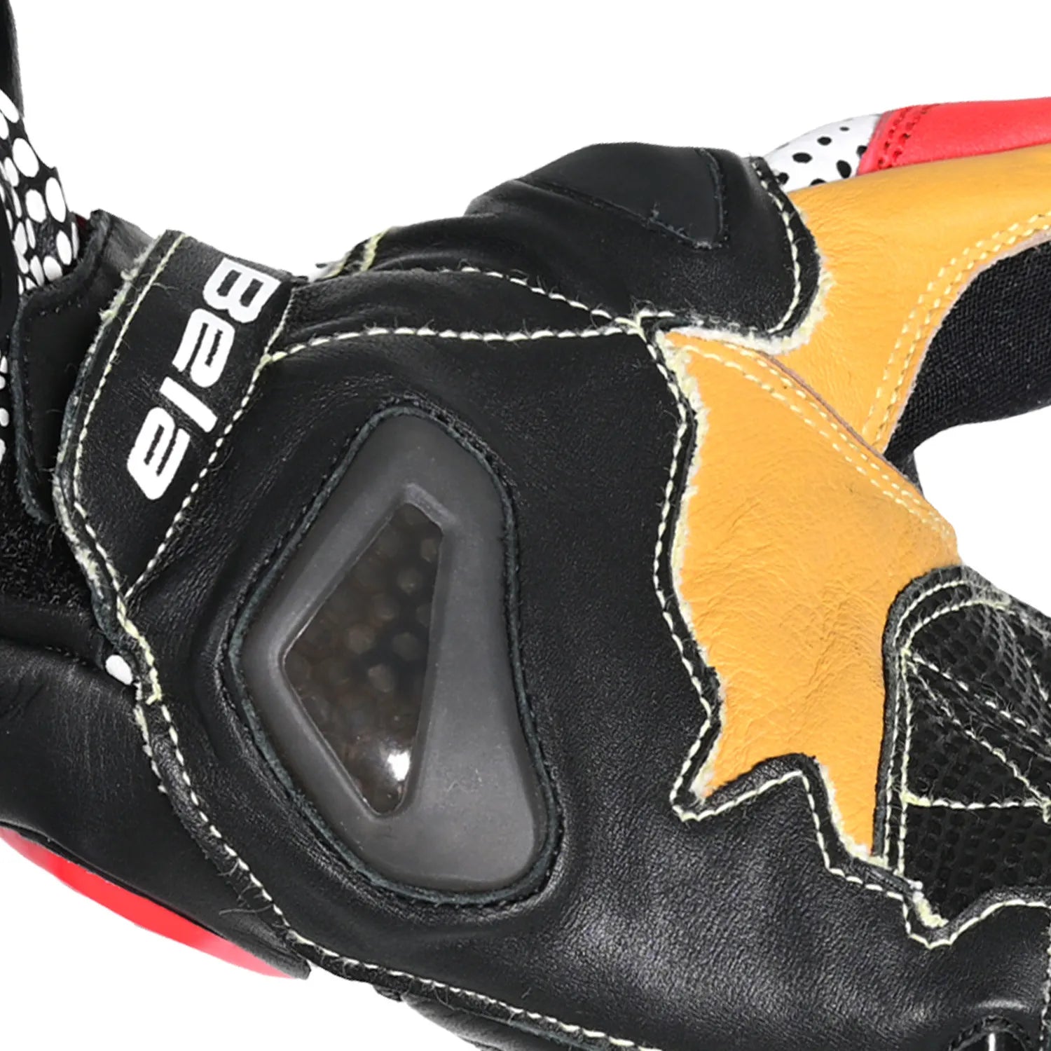BELA EXTREME MOTORCYCLE LEATHER GLOVES BLACK WHITE RED