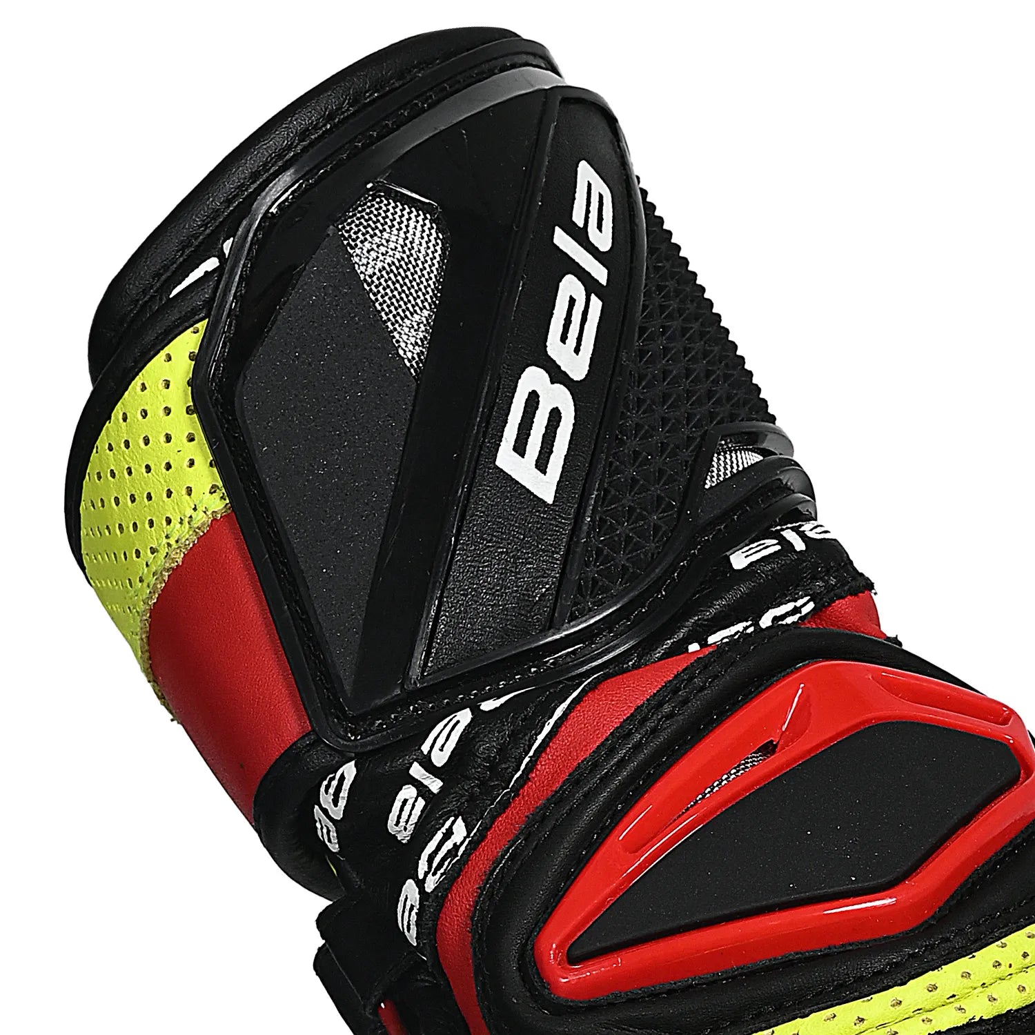 BELA EXTREME MIX KANGAROO MOTORCYCLE LEATHER GLOVES BLACK WHITE YELLOW FLURO
