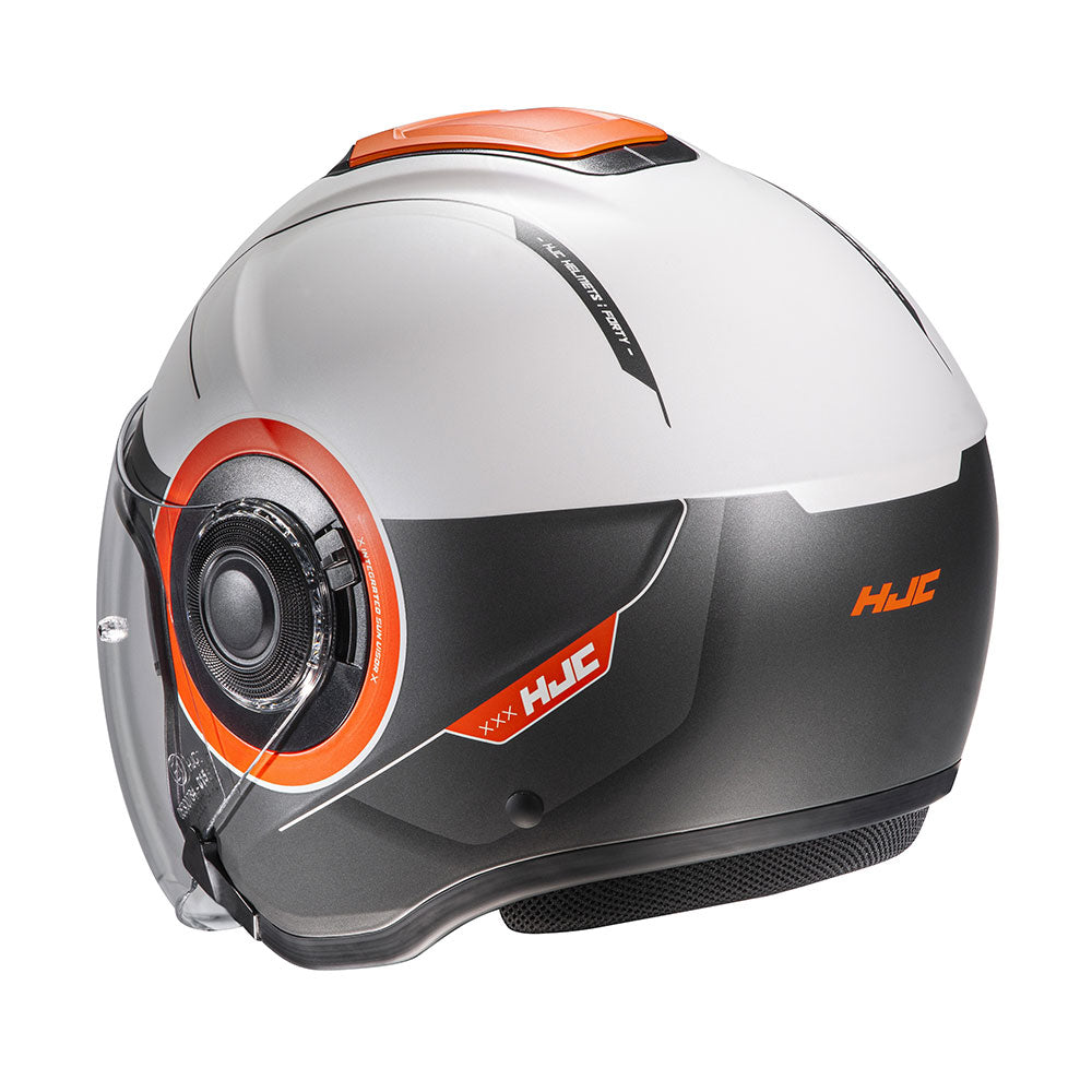 HJC I40 Panadi MC7SF Black White Orange Jet Motorbike Helmet - MaximomotoUK