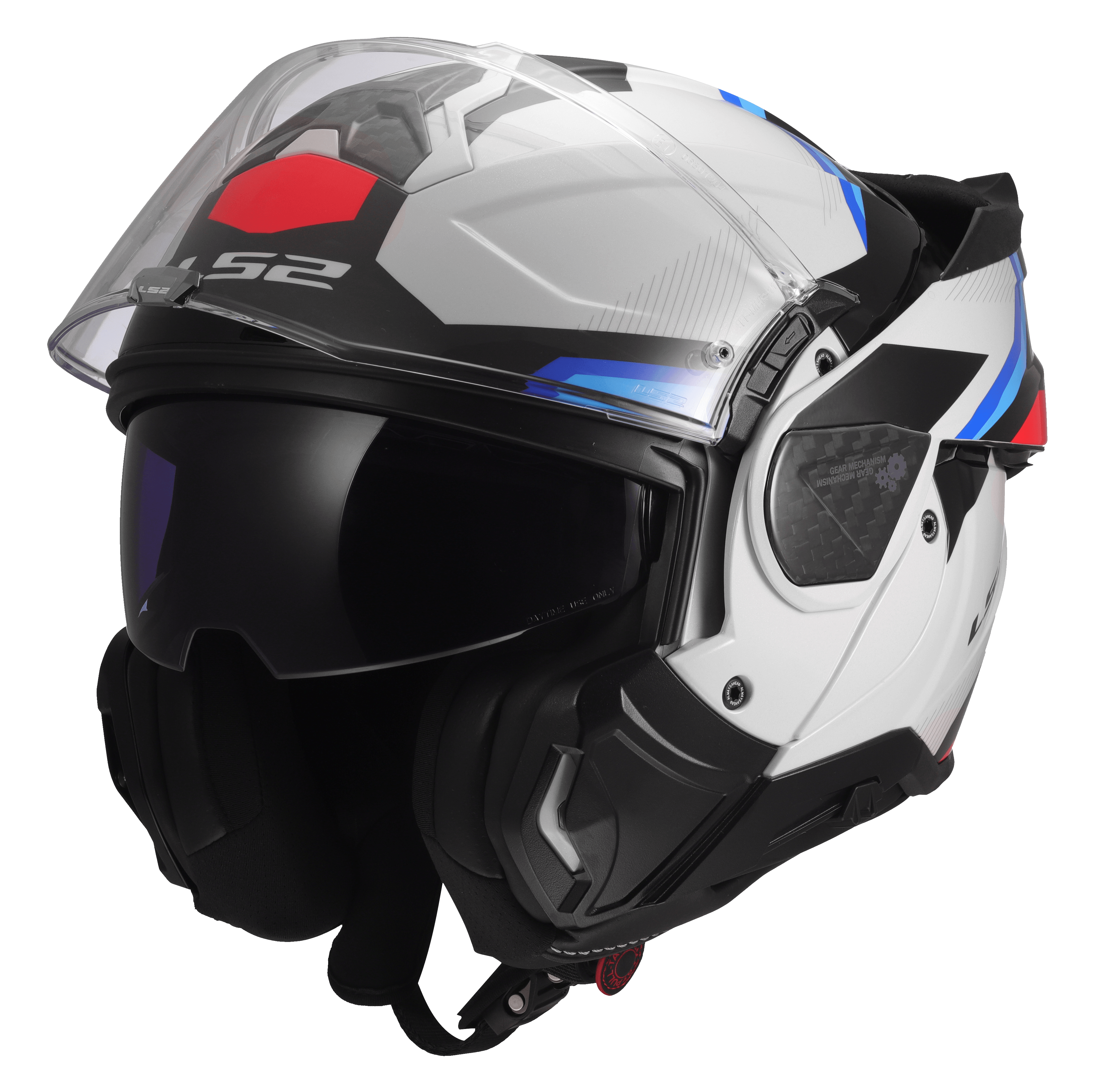 LS2 FF910 ADVANT II MOTORCYCLE FLIP FRONT HELMET WHITE BLUE RED