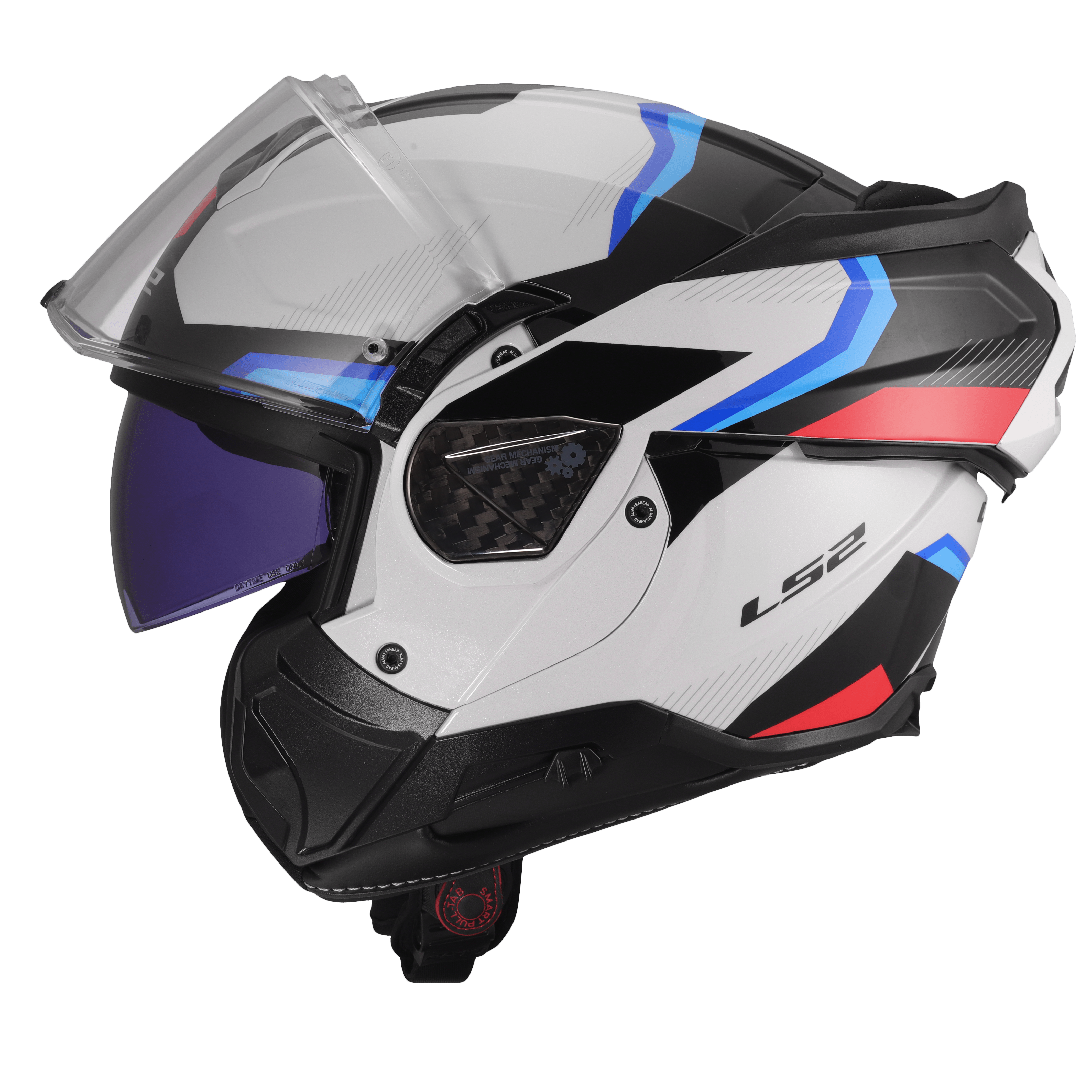LS2 FF910 ADVANT II MOTORCYCLE FLIP FRONT HELMET WHITE BLUE RED