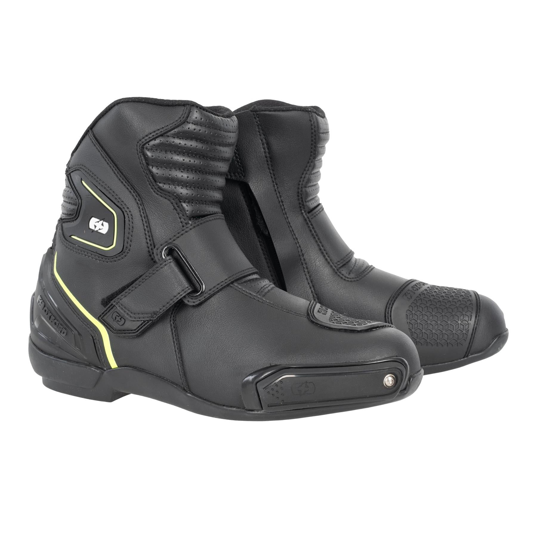Oxford Omega Air Short Men’s  motorcycle Boots Black White Yellow maximomoto.uk!